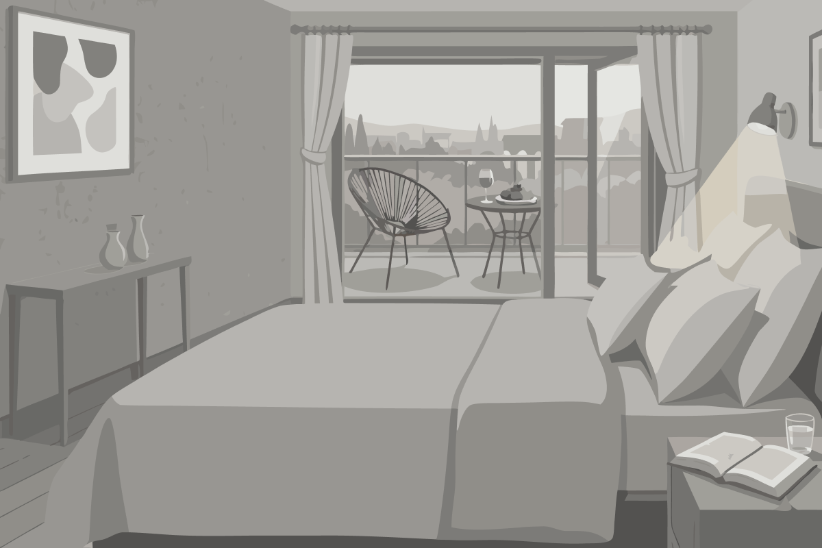 King Room, Poolside with Roll-in Shower – Mobility and Hearing Accessible